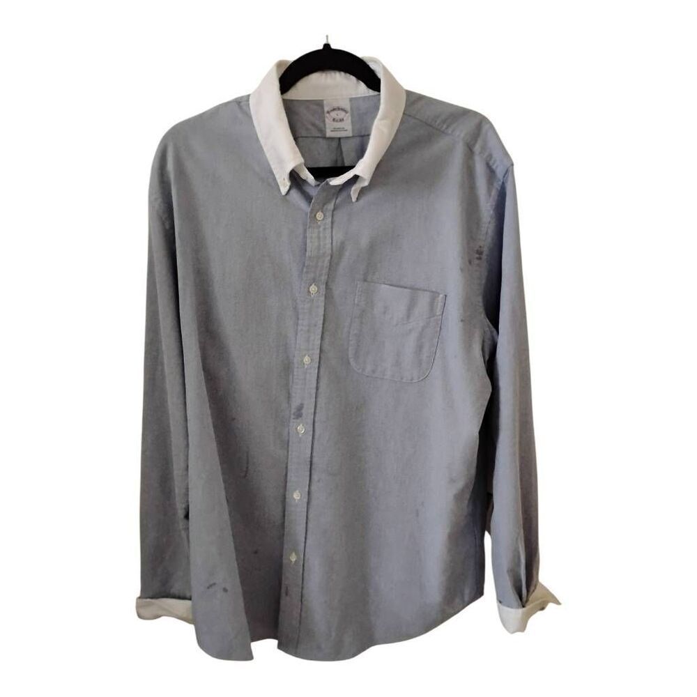 Men's Brooks Brothers Blue White Collar Shirt Size Large
